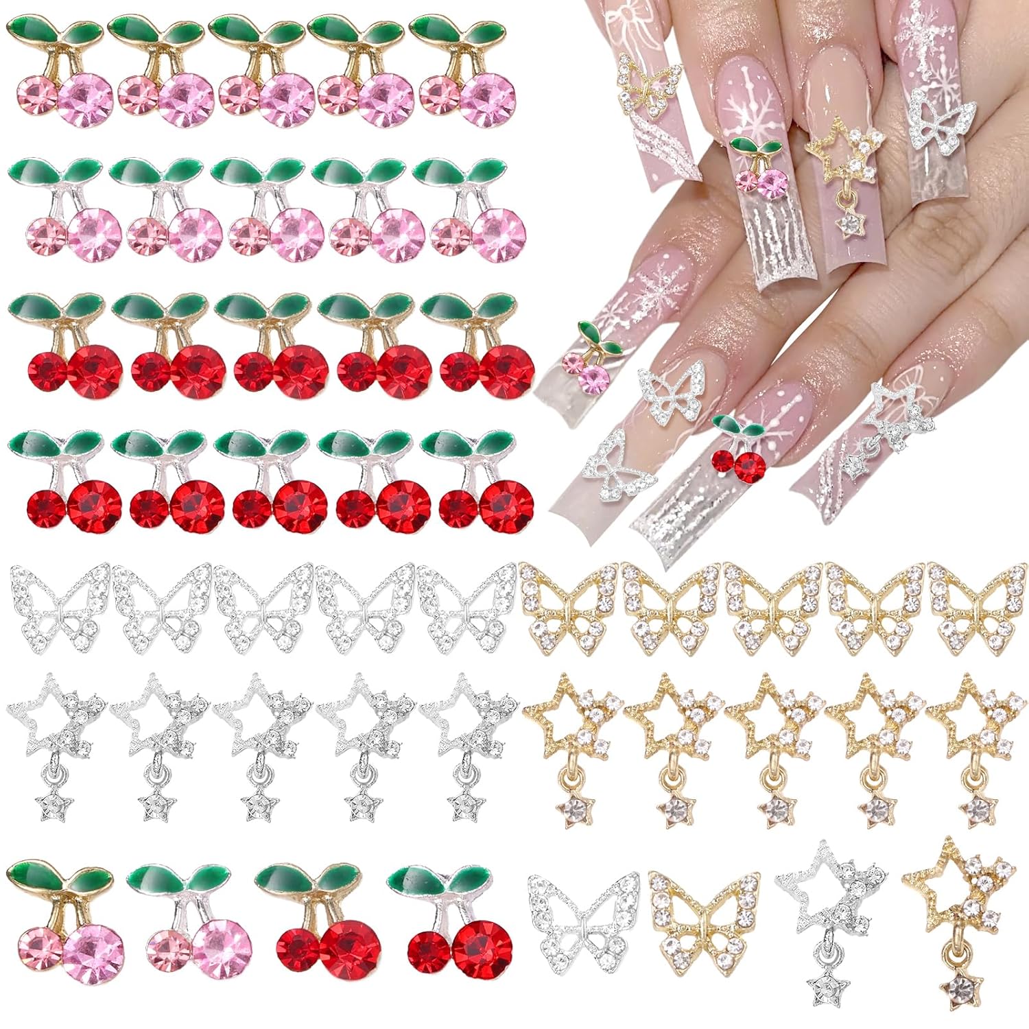 Nail Art Valentines Day - 40 stuks legering nagel edelstenen bedels,