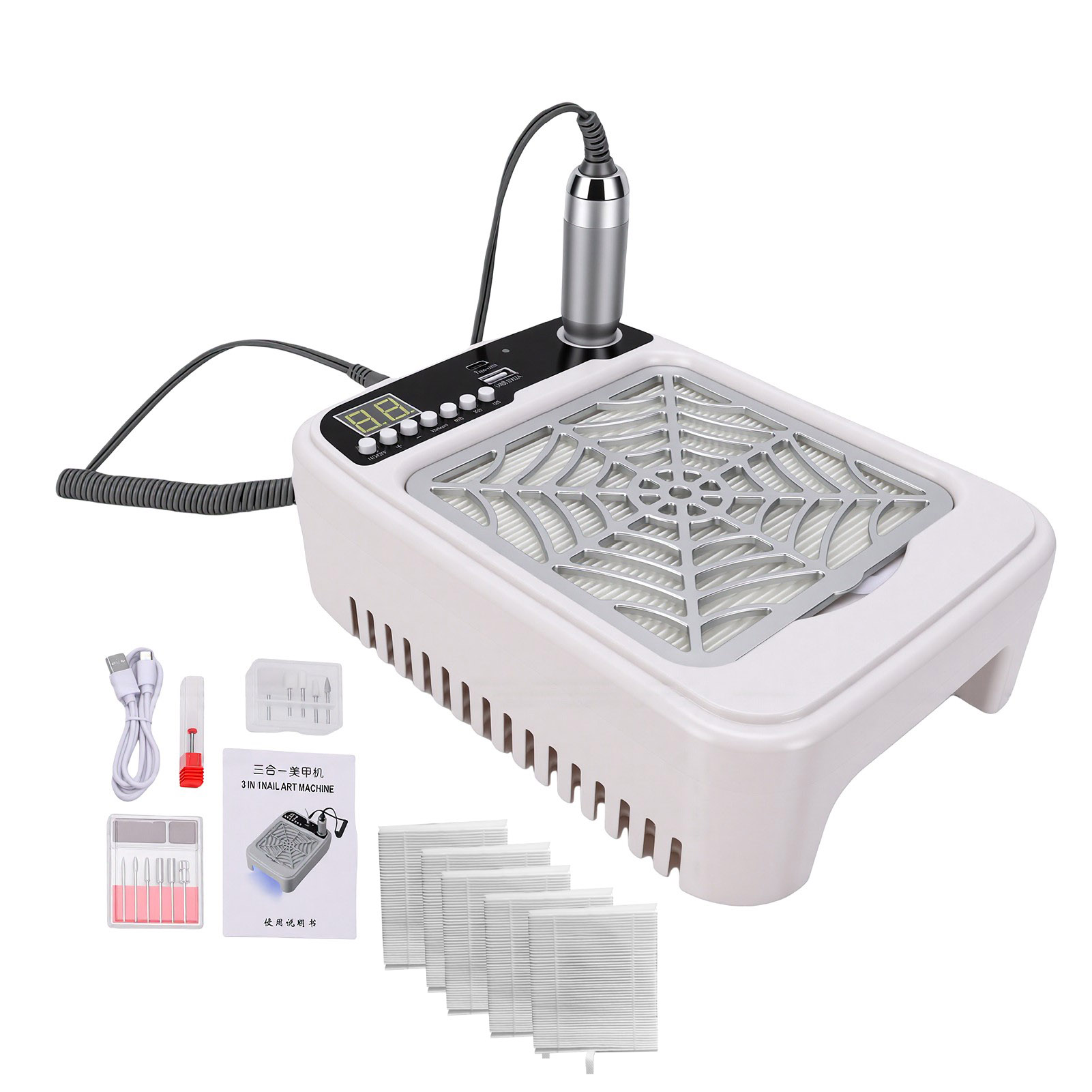 Nail Drill Machine - 3-in-1 Nagelboormachine met Stofzuiger en Nagellamp