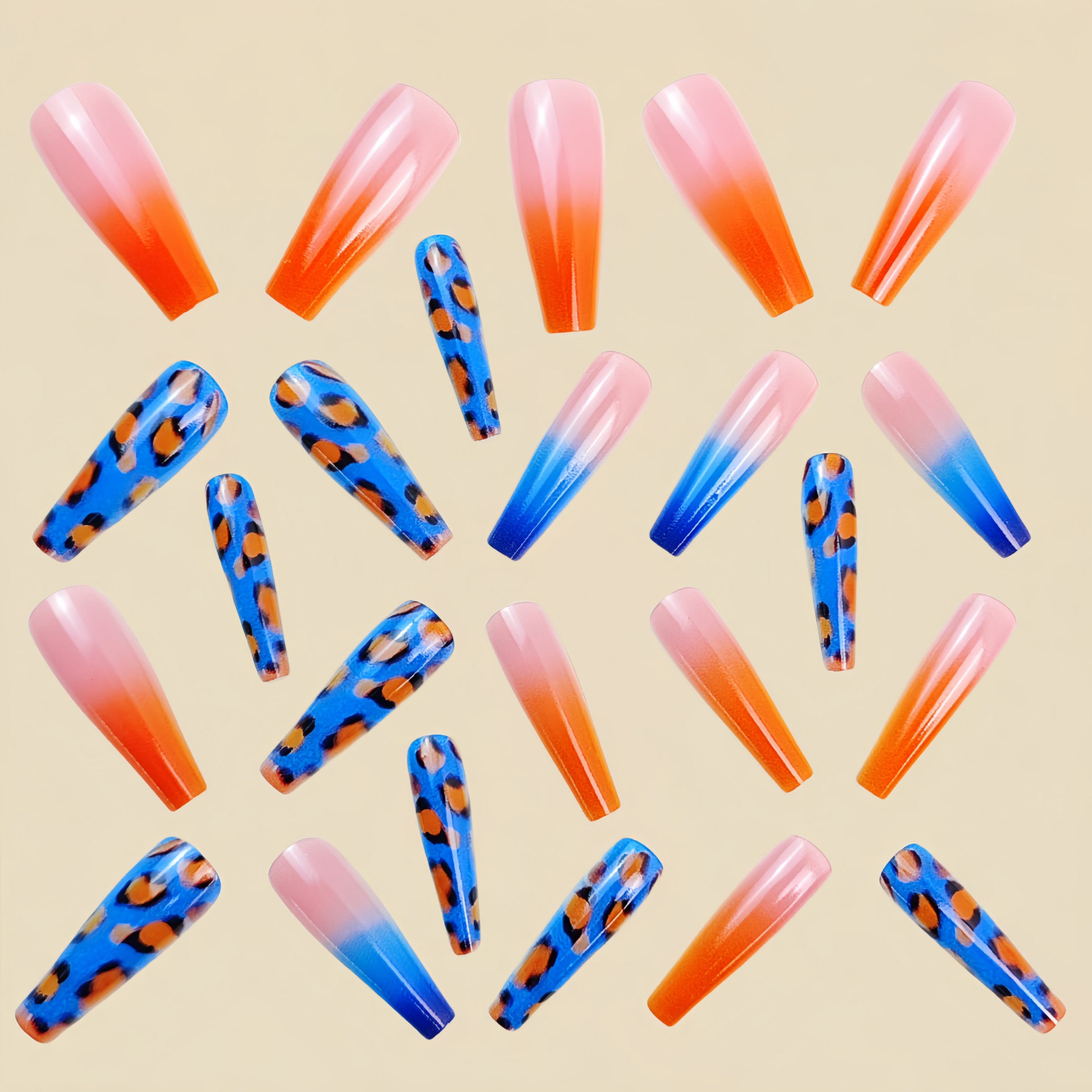 Gradient oranje blauwe nepnage - Nail Art Orange recensie en prijs