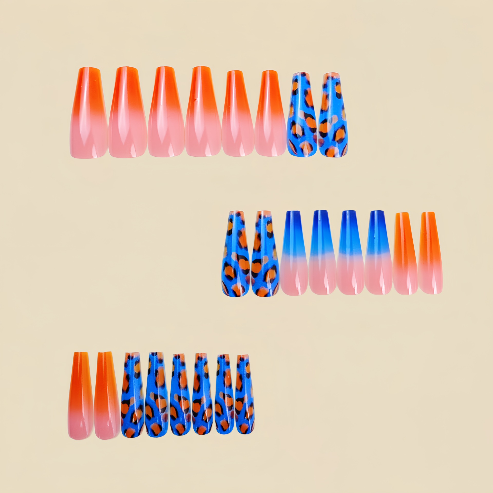 Gradient oranje blauwe nepnage - Nail Art Orange recensie en prijs
