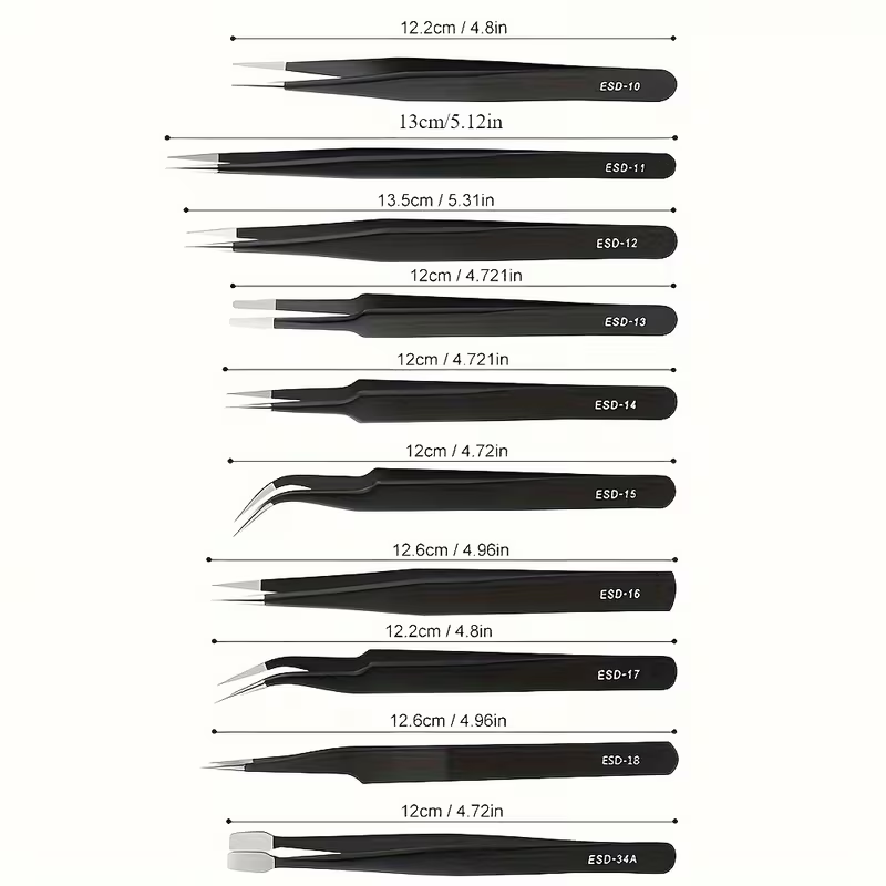 10 stuks precisie-ESD-pincette - Nail Art Ombre recensie en prijs