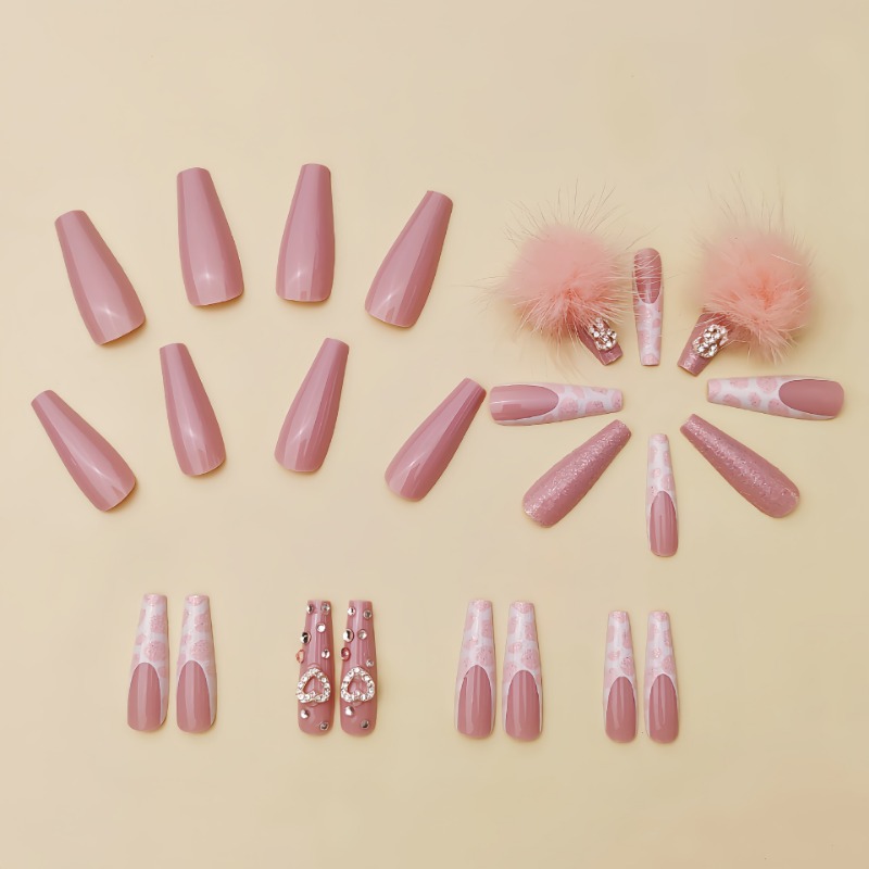 24 stuks extra lange vierkante - Nail Art Pink recensie en prijs