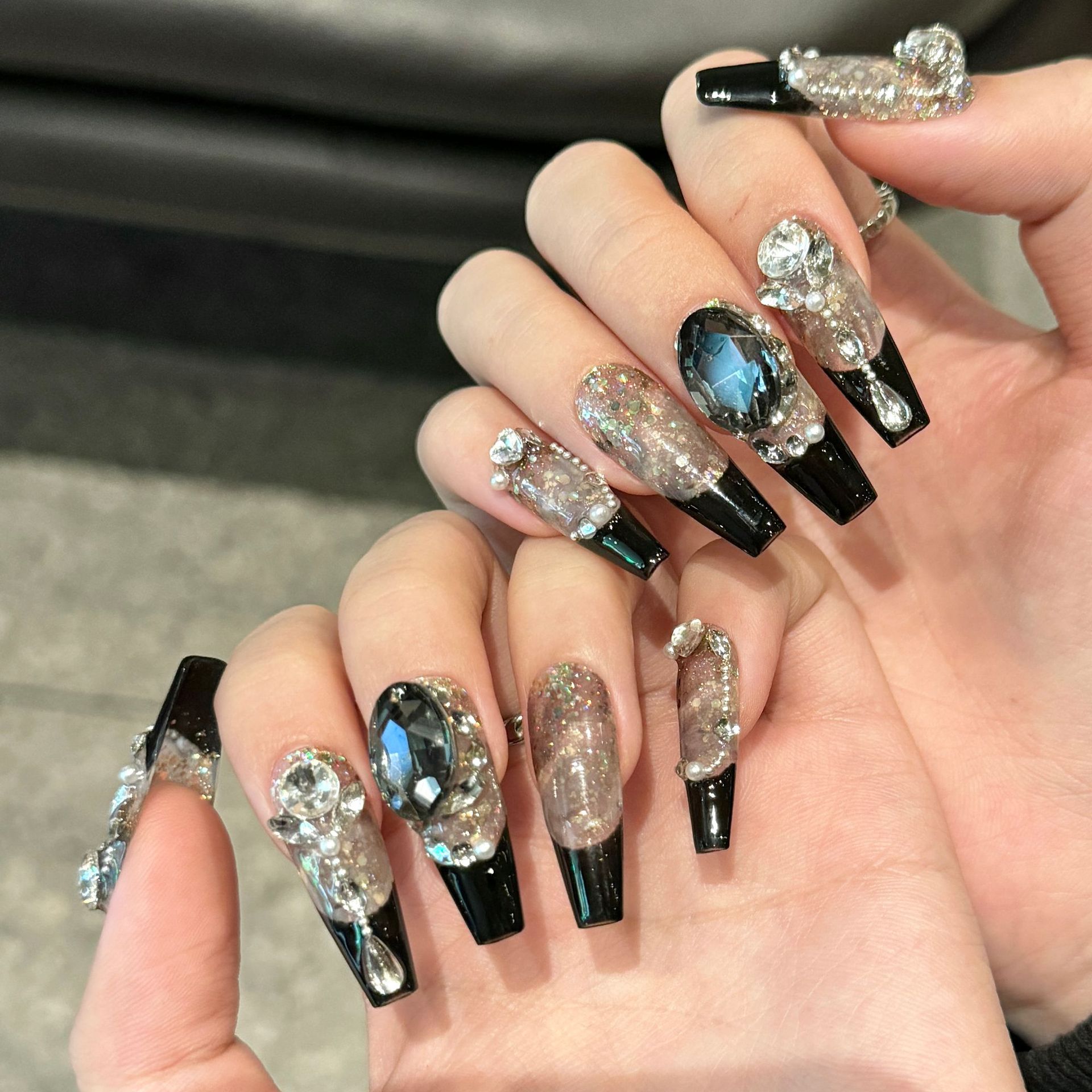 10 stuks zwarte Franse stijl d - Nail Art Press On recensie en prijs