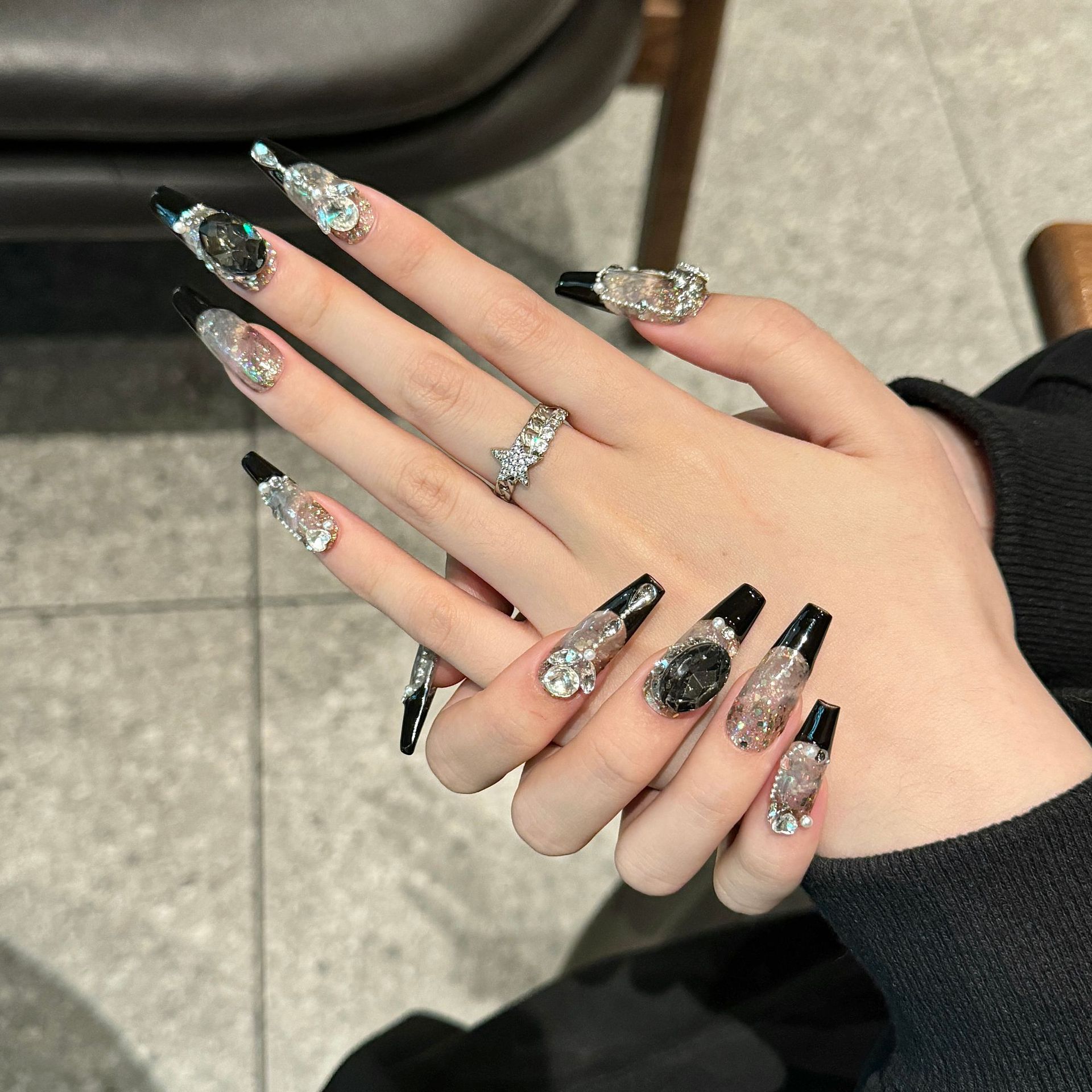 10 stuks zwarte Franse stijl d - Nail Art Press On recensie en prijs